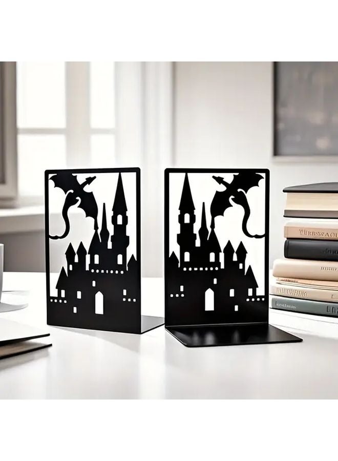 Black Dragon Castle Metal Book Stands With Crystal Accents Home Decor Gift - Image 3